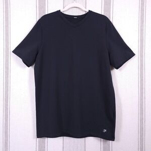 Sene Shirt Mens XL Cumulus Black V Neck Peruvian Pima Cotton Soft Stretch USA